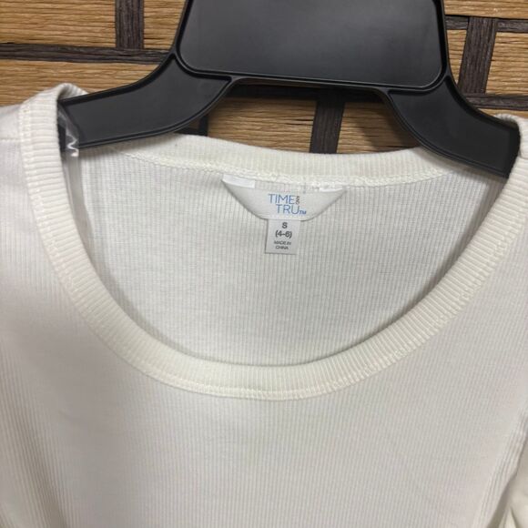 Time And Tru White Puff Sleeve Top Size Small - Picture 6 of 8